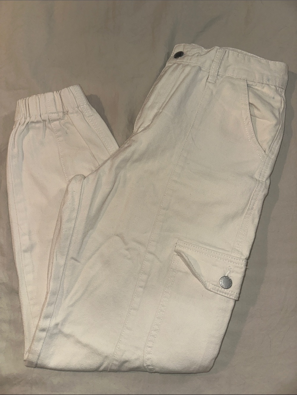 Cream Cargo Jogger Pants